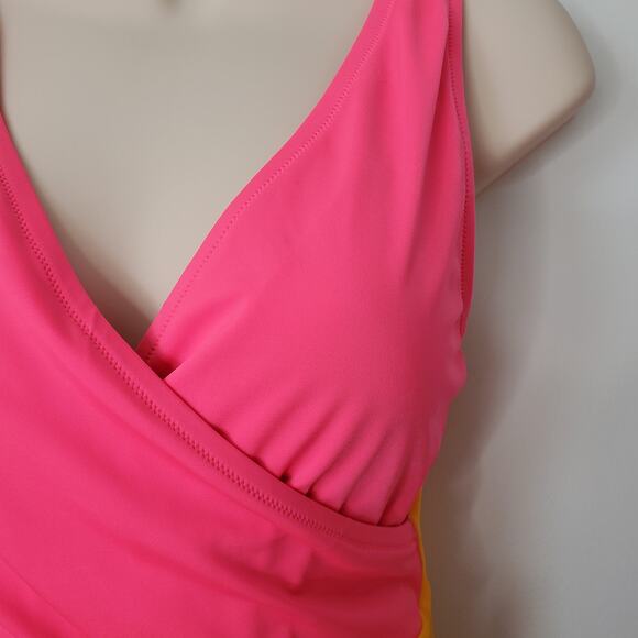 J. Crew Colorblock One-Piece Swimsuit Pink & Mustard Yellow AY521 Size Small - Picture 4 of 9